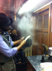 Steaming a hat